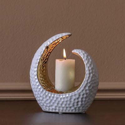 Inaaya Ceramic Gold Candle Holder 14.5X6.5X16.5