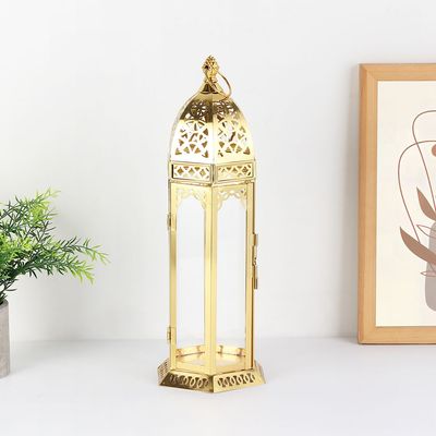 Afreen Metal Glimmer Lantern Gold- 13.5X12X36Cm