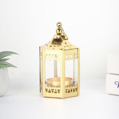 Afreen Metal Square Glow Lantern Gold- 7X6X12Cm