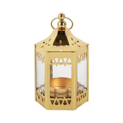 Afreen Metal Square Glow Lantern Gold- 7X6X12Cm