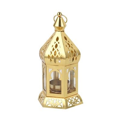 Afreen Metal Noor Lantern Gold 9.5X8.5X18.5Cm