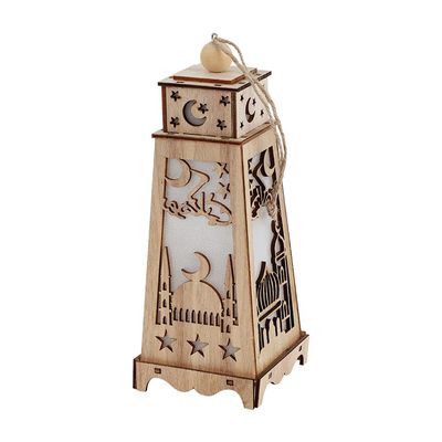 Afreen Wood Shadow Ramadan Lantern-8.5X8.5X22Cm