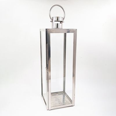 Abeer SS-Glass Rectangle Lantern Silver 20X20X60Cm