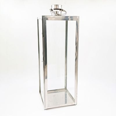 Abeer SS-Glass Rectangle Lantern Silver 24X24X70 Cm