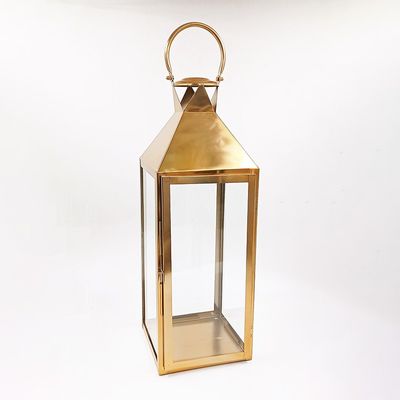 Abeer SS-Glass Conical Lantern Gold 20X20X59Cm