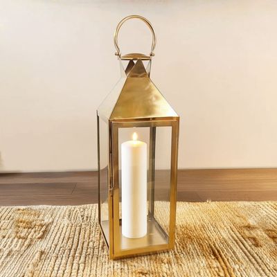 Abeer SS-Glass Conical Lantern Gold 20X20X59Cm