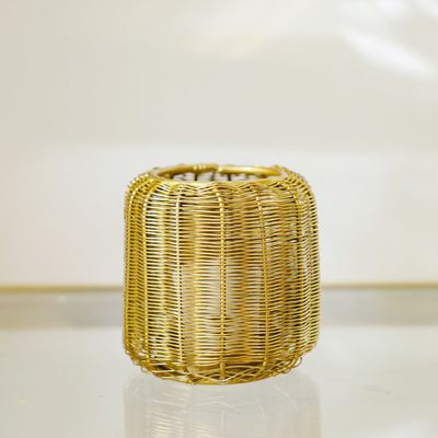 Afra Metal Weave Votive Sml Gold 10X10X10Cm