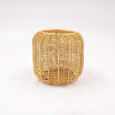 Afra Metal Weave Votive Lrg Gold 11X11X12Cm