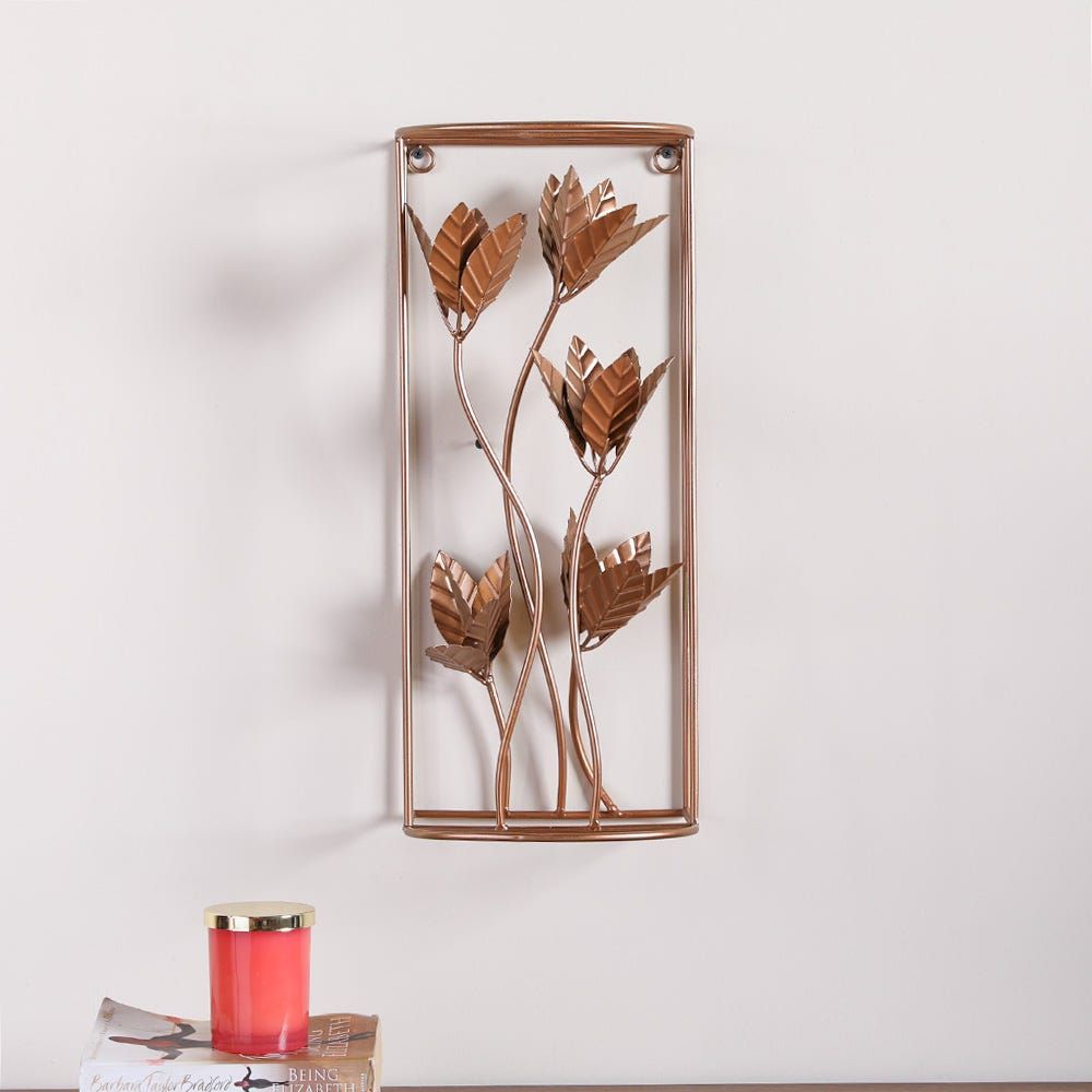 Buy Stolpa Willow leaf Metal Wall Accent Rose Gold 21X17X50CM Online ...