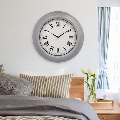 Sansa Rubber Wood Roman Wall Clock Grey 50.6x50.6x5