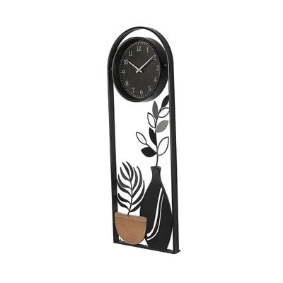 Sansa Metal Wall Clock With Shelf Black 30.5x83x5