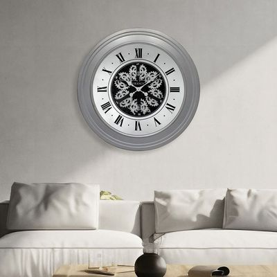 Sansa Mirror Mdf Wall Clock Grey 80x80x8