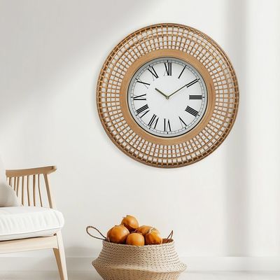 Sansa Rattan Roman Wall Clock Yellow 60x10x60