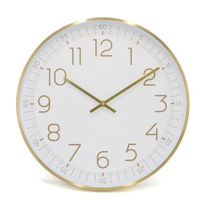 Sansa Meatl Shiny Wall Clock White 40x40x4