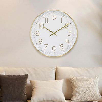 Sansa Meatl Shiny Wall Clock White 40x40x4