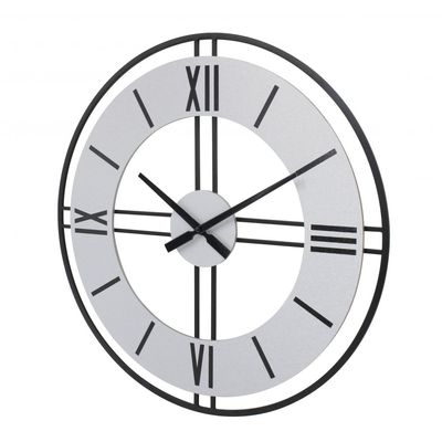 Cambridge Metal Industrial Grey- Silver Wall Clock 60x4.5x60Cm