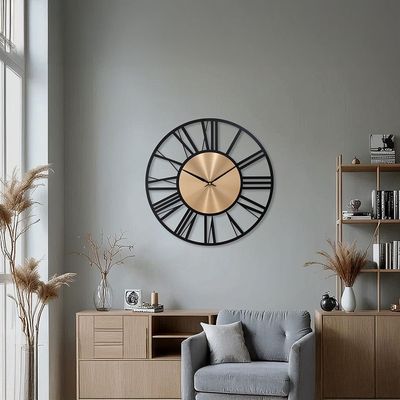 Cambridge Alum Industrial Gold- Black Wall Clock 60x60Cm