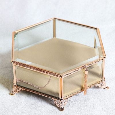 Caroline Octagon Jewellery Box - Gold