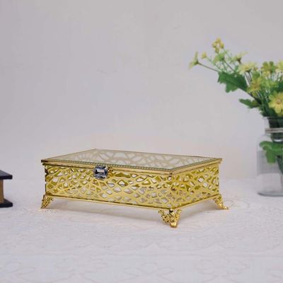 Caroline Rectangular Jewellery Box Gold 25X15X7.5CM