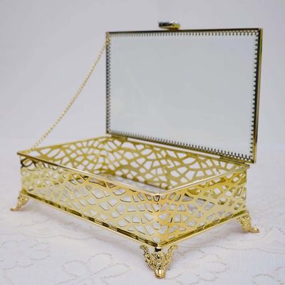 Caroline Rectangular Jewellery Box Gold 25X15X7.5CM