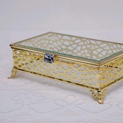 Caroline Rectangular Jewellery Box Gold 25X15X7.5CM