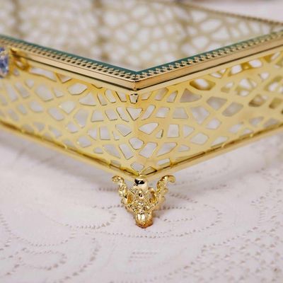 Caroline Rectangular Jewellery Box Gold 25X15X7.5CM