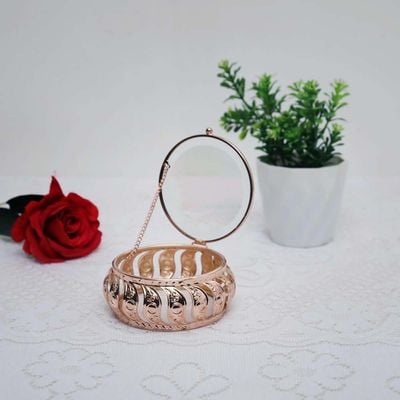 Caroline Round Jewellery Tray Soft Gold 11x11x5.5CM