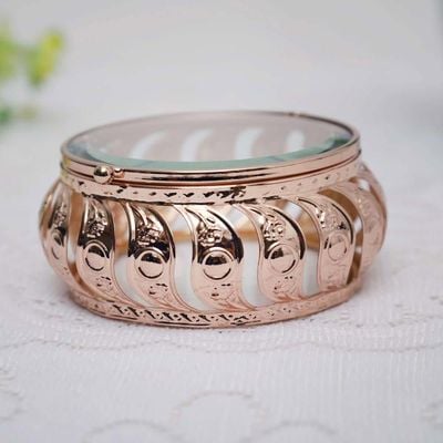 Caroline Round Jewellery Tray Soft Gold 11x11x5.5CM