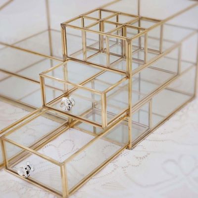 Caroline Jewellery Box With Drawers Brass Gold 32x19.5x16 CM