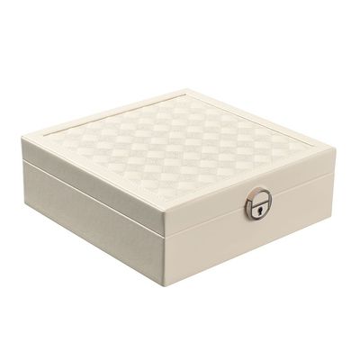 Abriz Jewelry Box Beige Metal / Mirror / MDF /Velvet  25 X 25 X 8.5 CM