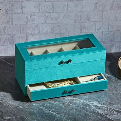 Elsa Velvet Jewelry Organizer 28X12.5X13Cm Turquoise