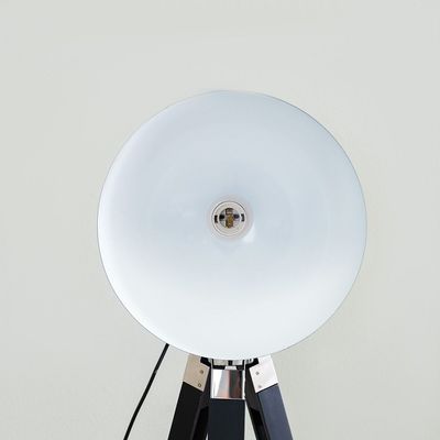 Nicholas Wood Adjustable Height Tripod Floor Lamp With Metal Shade