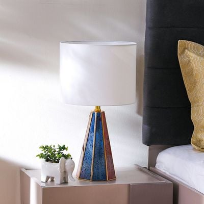 Jonathan Tinted Glass Table Lamp With Off-White Drum Shade