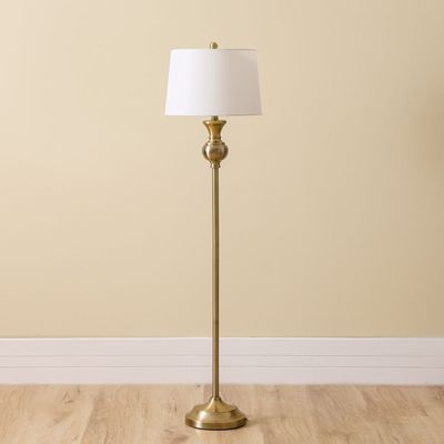 Jonathan Metal Floor Lamp - Antique Brass/White 