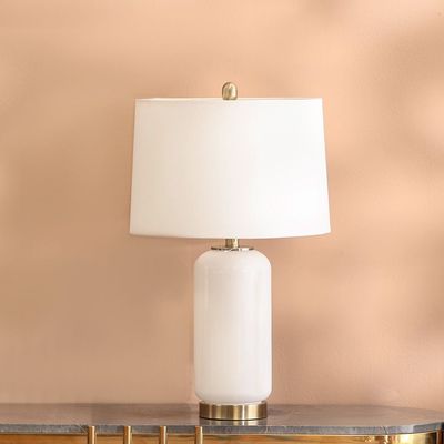 Jonathan Glass Table Lamp Antique Brass+White 38X38X67.5Cm 