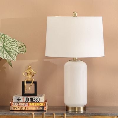 Jonathan Glass Table Lamp Antique Brass+White 38X38X67.5Cm 