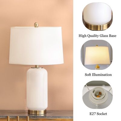 Jonathan Glass Table Lamp - Antique Brass+White - 38x38x67.5 cm 