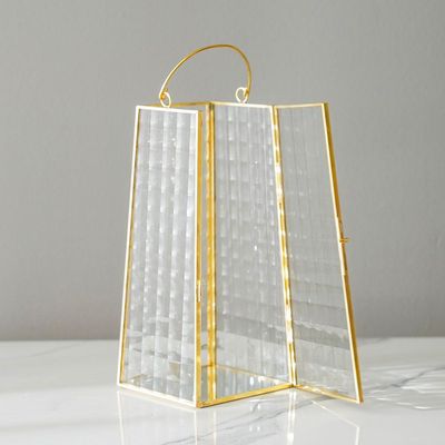 Serengeti Lantern Gold 10X10X22.4Cm 