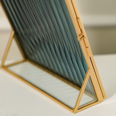 Percy Glass Photo Frames Teal/Gold 18x6x23Cm 