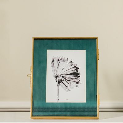 Percy Glass Photo Frames Teal/Gold 18x6x23Cm 