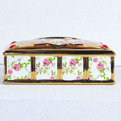 Jules Tissue Box Gold,White,Red 24X15.5X10XCM