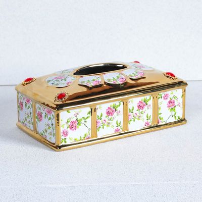 Jules Tissue Box Gold,White,Red 24X15.5X10XCM