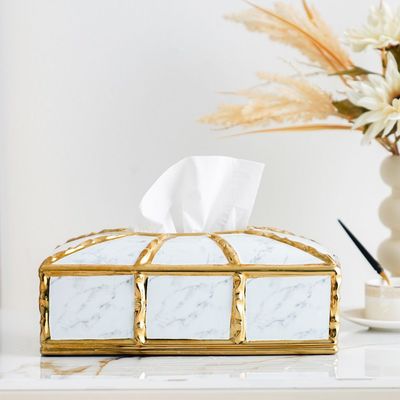 Eftinan Tissue Box Gold/Black-28 x 17 x 10.5 Cm 