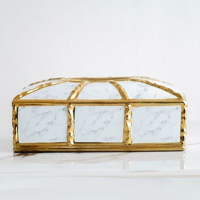 Eftinan Tissue Box Gold/Black-28 x 17 x 10.5 Cm 