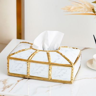 Eftinan Tissue Box Gold/Black-28 x 17 x 10.5 Cm 