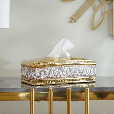 Abriz Tissue Box Gold-28 x 17 x 10.5 Cm 