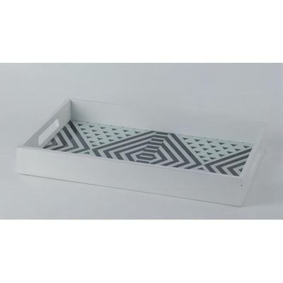 Percy Glass Tray White 45x30x5Cm 