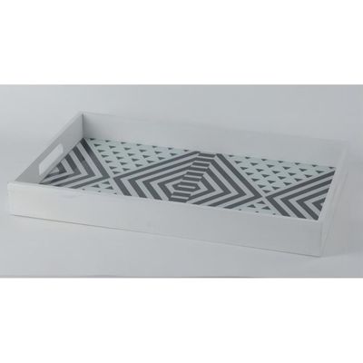 Percy Glass Tray White 45x30x5Cm 
