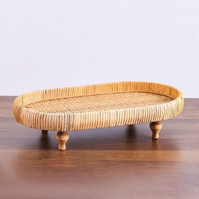 AW24 Amber Rattan Decorative Tray Small 39X21X9 Cm