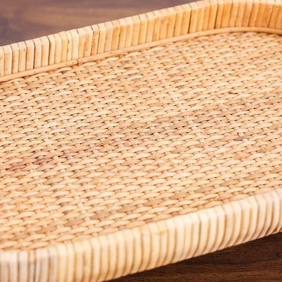 AW24 Amber Rattan Decorative Tray Small 39X21X9 Cm